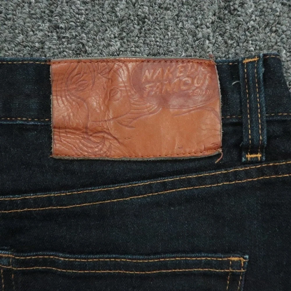 Naked Famous Jeans Mens 34x25 Blue Stacked Guy Deep Indigo Stretch Selvedge